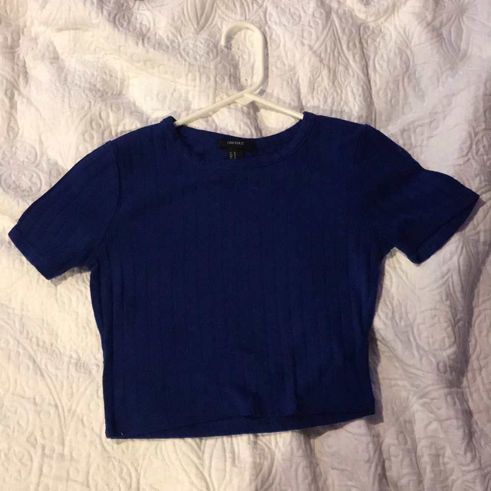 Ribbed Blue Forever 21 Crop Top
